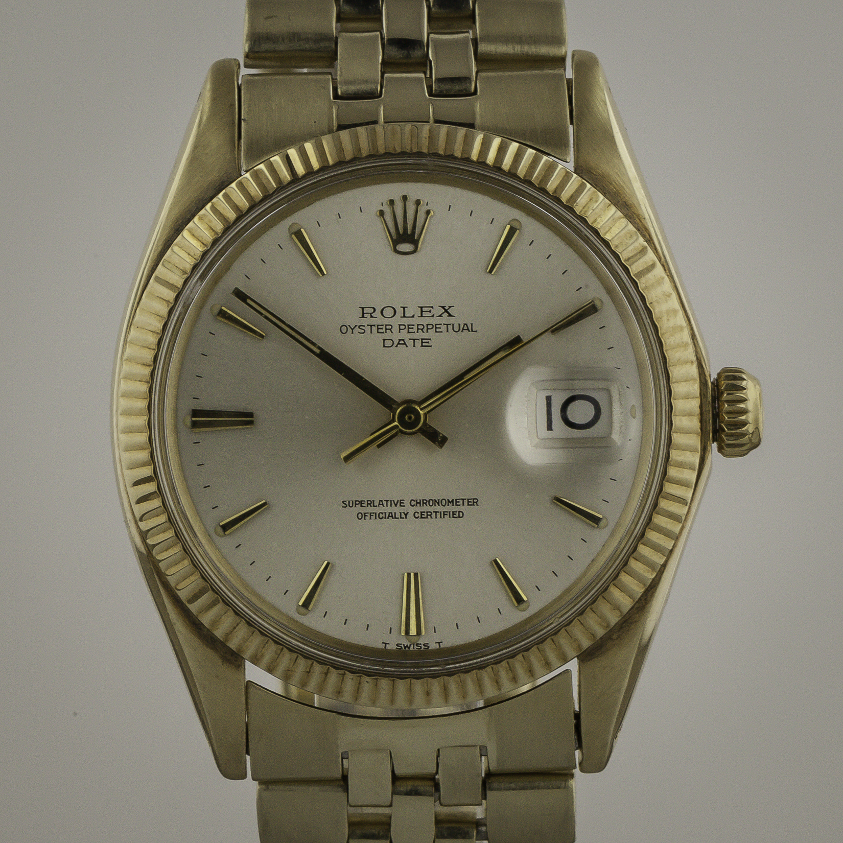 Rolex Oyster Perpetual Date 1503 Gold Sunburst Dial Solid Gold 14K Gold, 1973