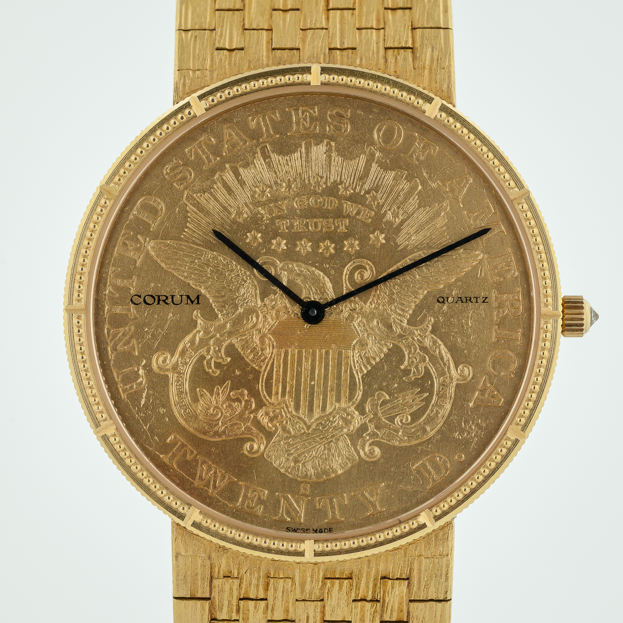 Corum 1873 20 Liberty Coin Mens 18K Solid Yellow Gold Quartz