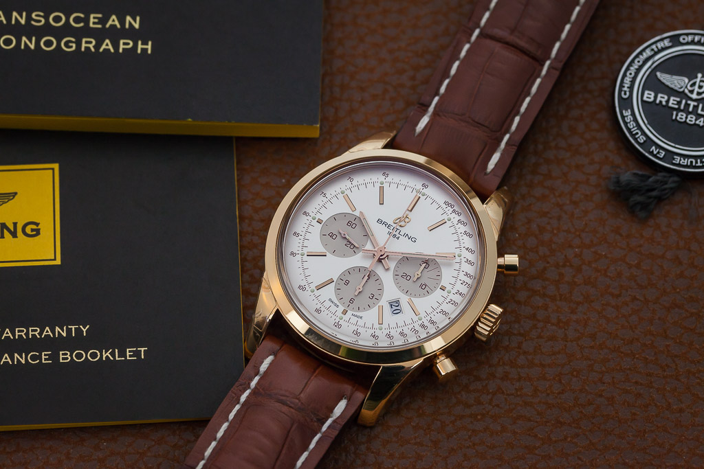 A4131053/G757-leather-gold-tang Breitling Transocean Chronograph