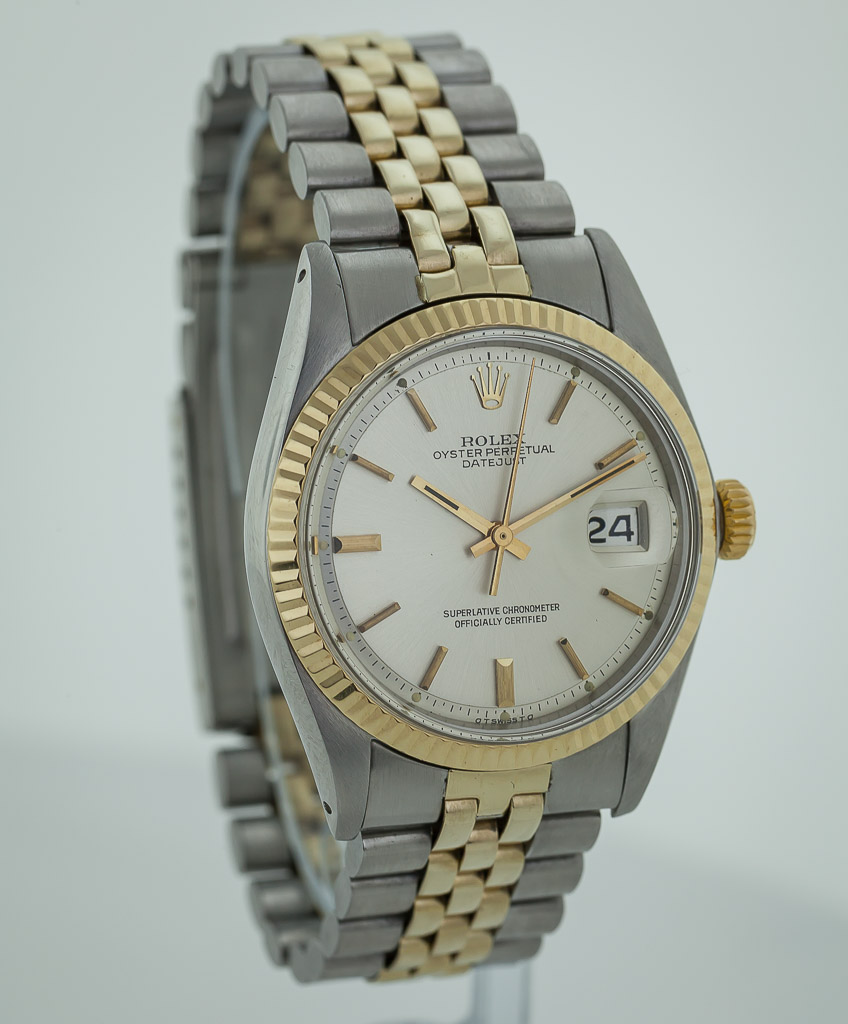 Rolex #1601 Datejust, Stainless Steel and 18K Gold, on Leather Strap