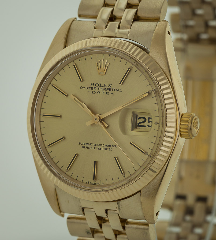 Rolex Oyster Perpetual Date 1503 Gold Sunburst Dial Solid Gold 14K Gold, 1973