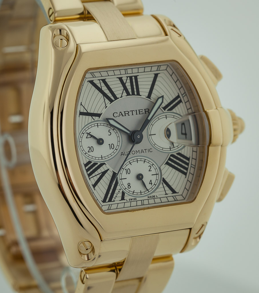 cartier roadster 18kt yellow gold chronograph xl mens watch w62021y2