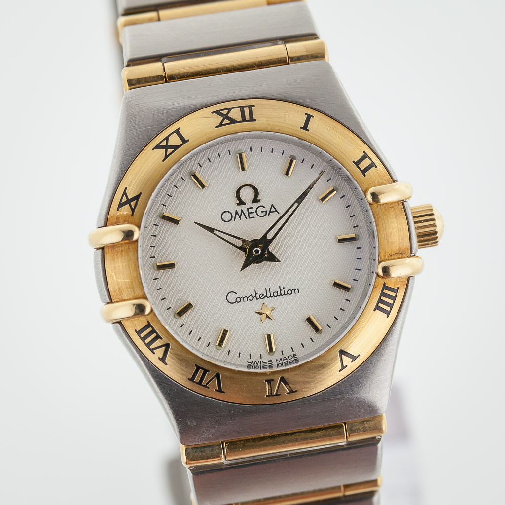 Omega Constellation, Ref 795.1203, Ladies, Steel and 18K Gold, White  Honeycomb Dial, Quartz