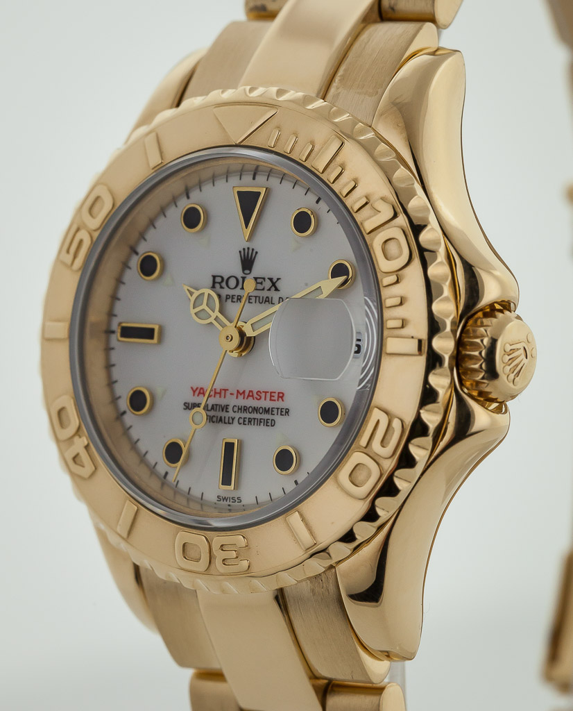 Ladies 29mm 18k Yellow Gold Rolex Yacht-Master Blue Dial Watch 69628 –  Sumpters Jewelry