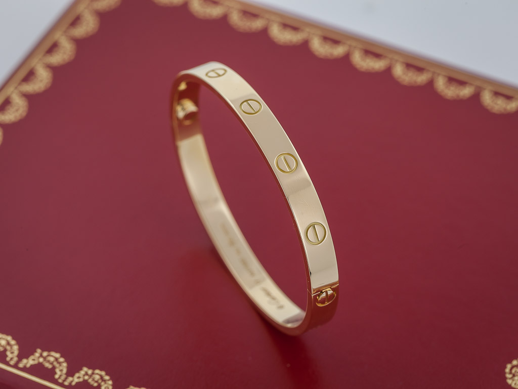 CARTIER LOVE BRACELET 18 KT YELLOW GOLD SIZE 17 NIB WITH