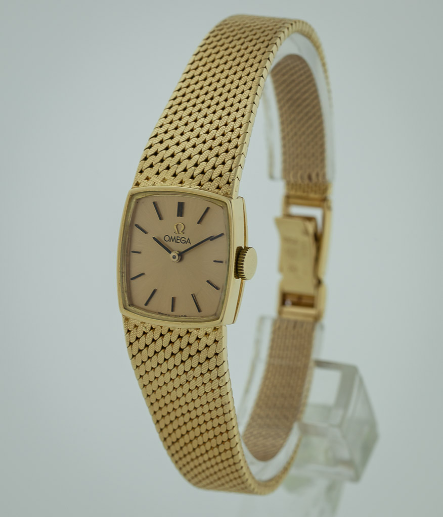 Omega Vintage 18K Yellow Gold Watch, Ladies, Manual, 18K Gold Bracelet,  48.3 Grams