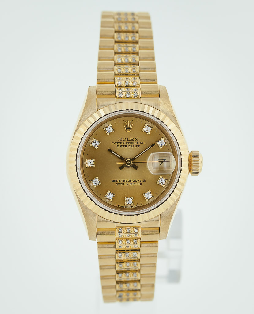 Rolex 69178 Ladies President Datejust 18K Gold Champagne Dial - KeepTheTime  Watches