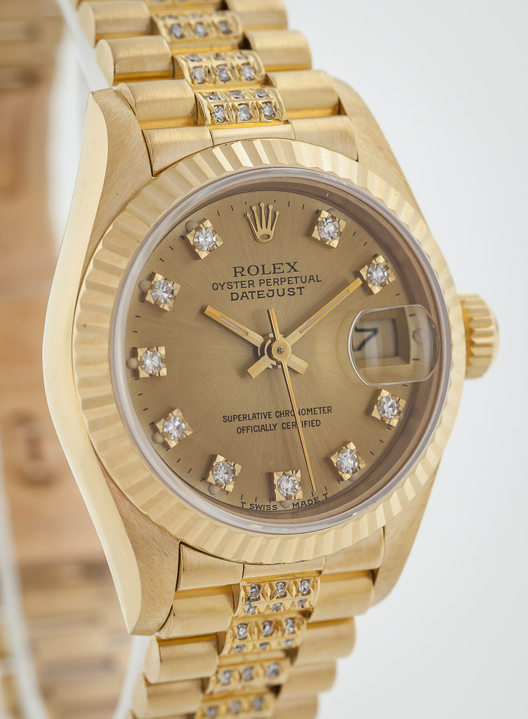 Rolex Ladies President, Ref 69178, 18K Yellow Gold, Champagne Dia Dial ...