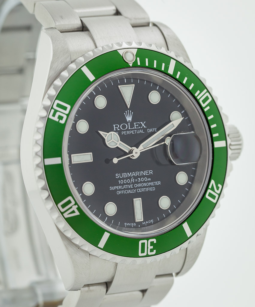 Rolex 16610LV Submariner 50th Anniversary SS Green Bezel UNWORN STICKERS  (49264)