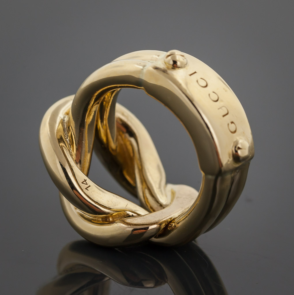 Gucci Piccolo Knot Ring, Ladies, 18K Yellow Gold, Size 14 (US Size 5.25)