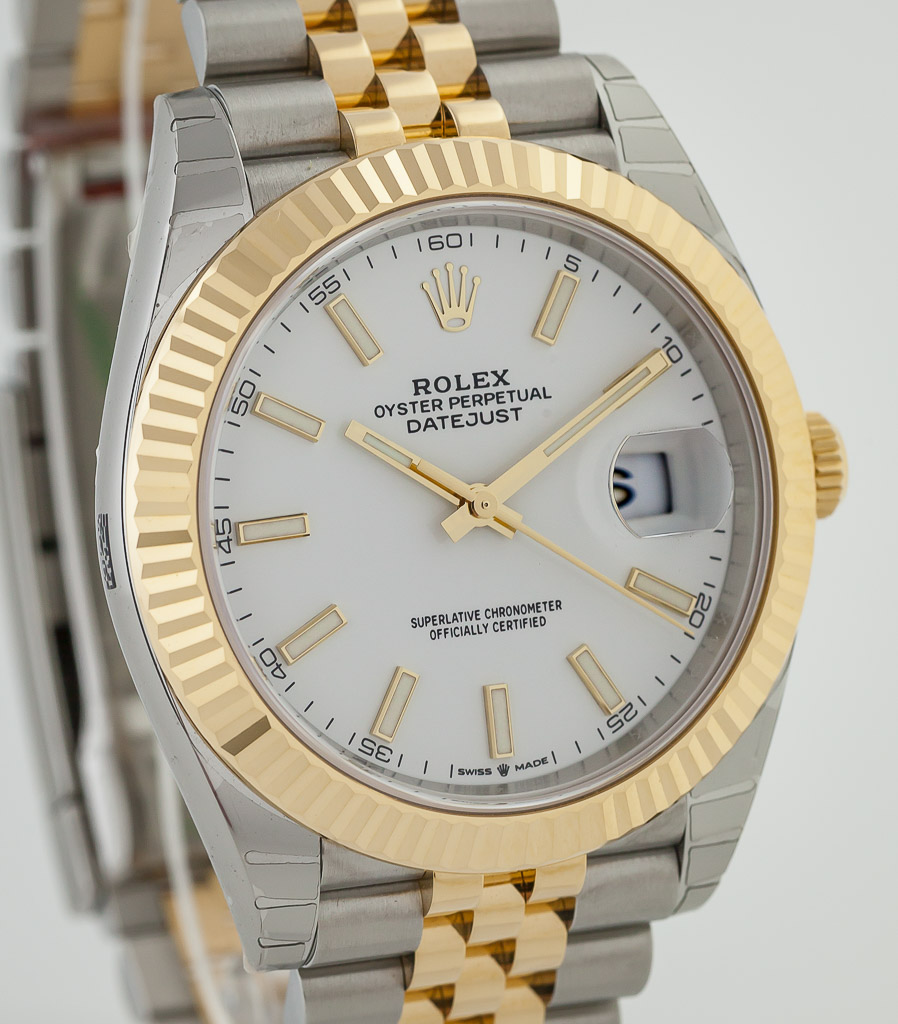 Rolex Datejust 41, Ref 126333, Men's, St Steel and 18K Gold, White Dial,  Jubilee Bracelet, 2021 - Estates Consignments Rolex Datejust 41, Ref  126333, Men's, St Steel and 18K Gold, White Dial, Jubilee Bracelet, 2021