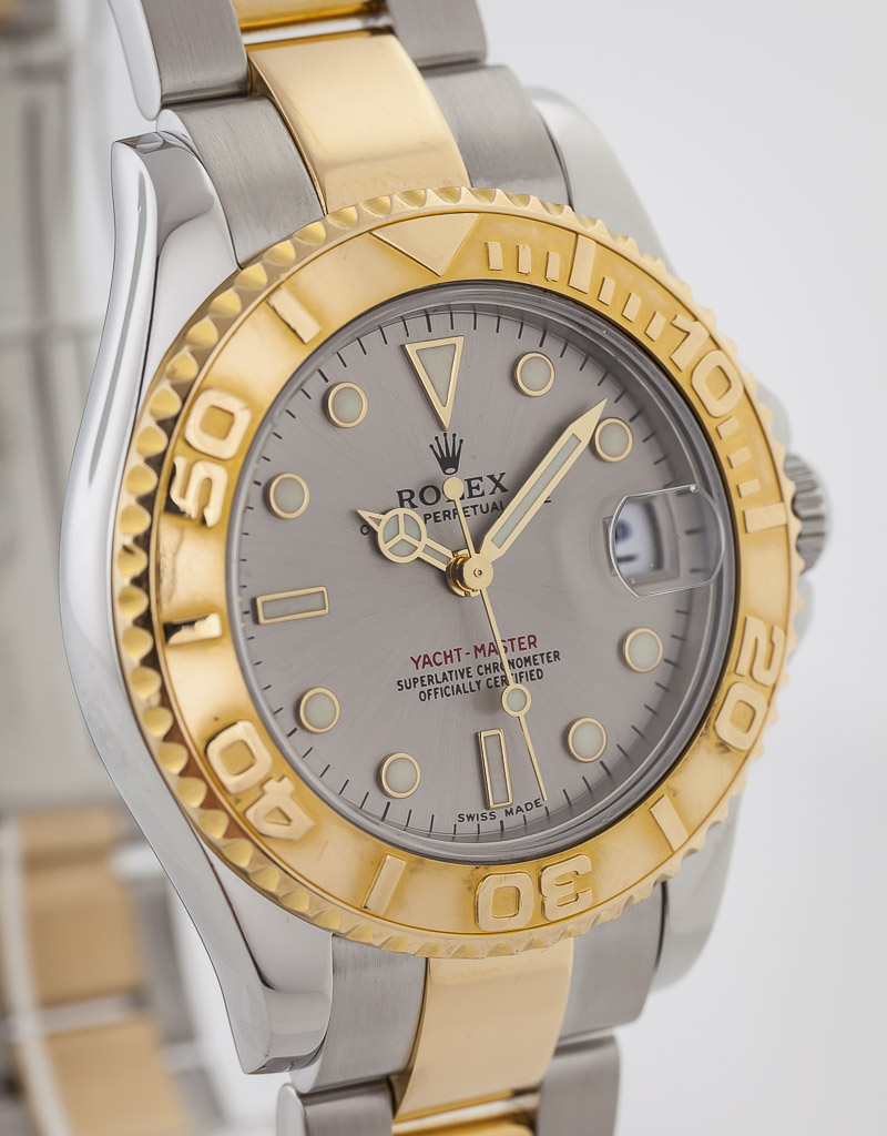 Rolex Yacht-Master 35 168623-BLU Blue White Dial Yellow Gold Bezel Yellow  Gold Stainless Steel Oyster - BRAND NEW