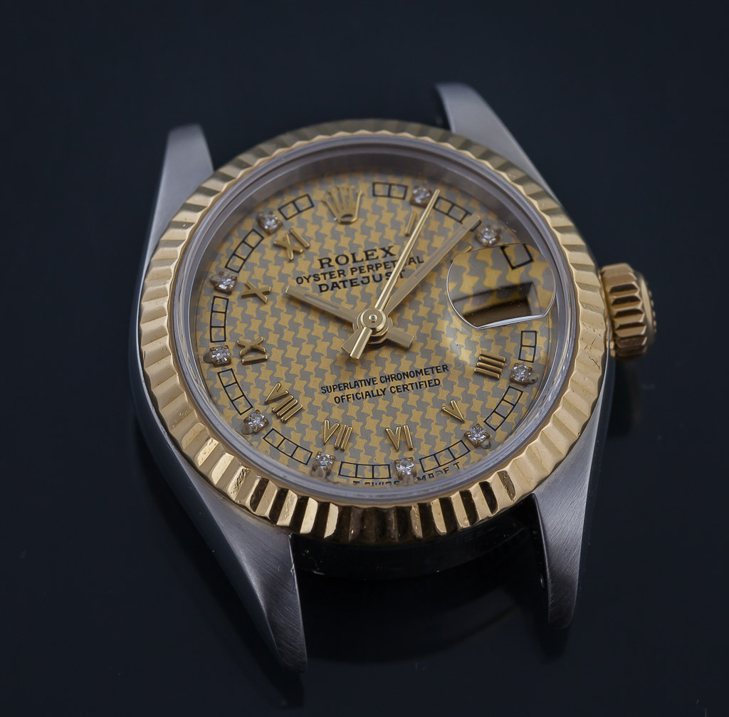 Rolex Datejust 26, Ref 69173, Ladies, Steel and 18K Gold, Hound's Tooth  Diamond Dial, 1996