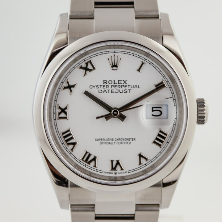 Rolex Datejust 36, Ref 126200, Men's, Stainless Steel, White Roman Dial ...
