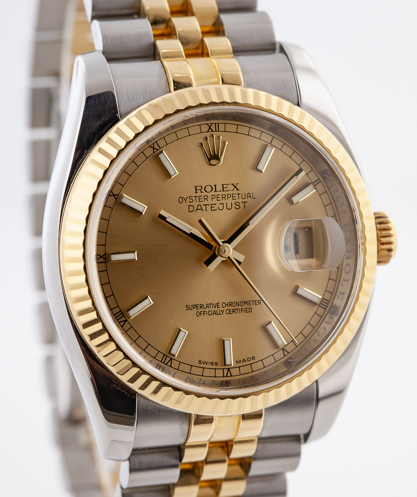 Rolex Oyster Perpetual Datejust 36 Silver With 10 Diamonds Dial Stainless  Steel and 18K Yellow Gold Jubilee Bracelet Automatic Men's Watch 116233SJDJ  116233-SJDJ – Watches of America