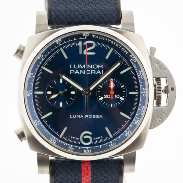 Panerai Luminor Chrono Luna Rossa Ref Pam Men S St Steel Blue Dial Rubber M